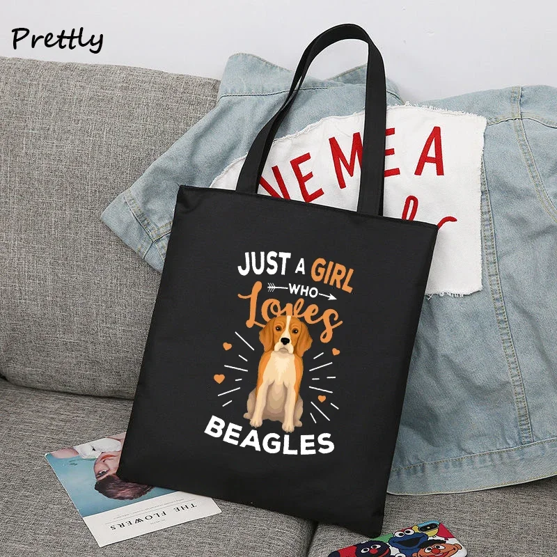 The Beagles Dog Band Canvas Shopping Tote Bags for Women Funny Dogs Lover Beagle Tote Bag Cute Shoulder Large Capacity Handbang