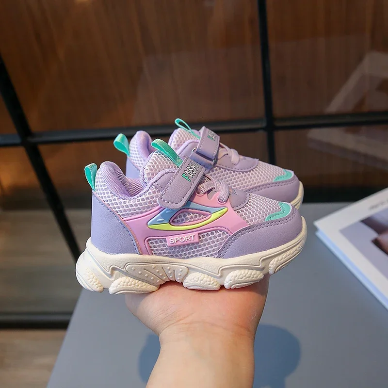 Children's Casual Sneakers 2024 Blue Breathable Mesh Boys Girls Casual Shoes Four Seasons Models Pink Kid Baby Running Shoes