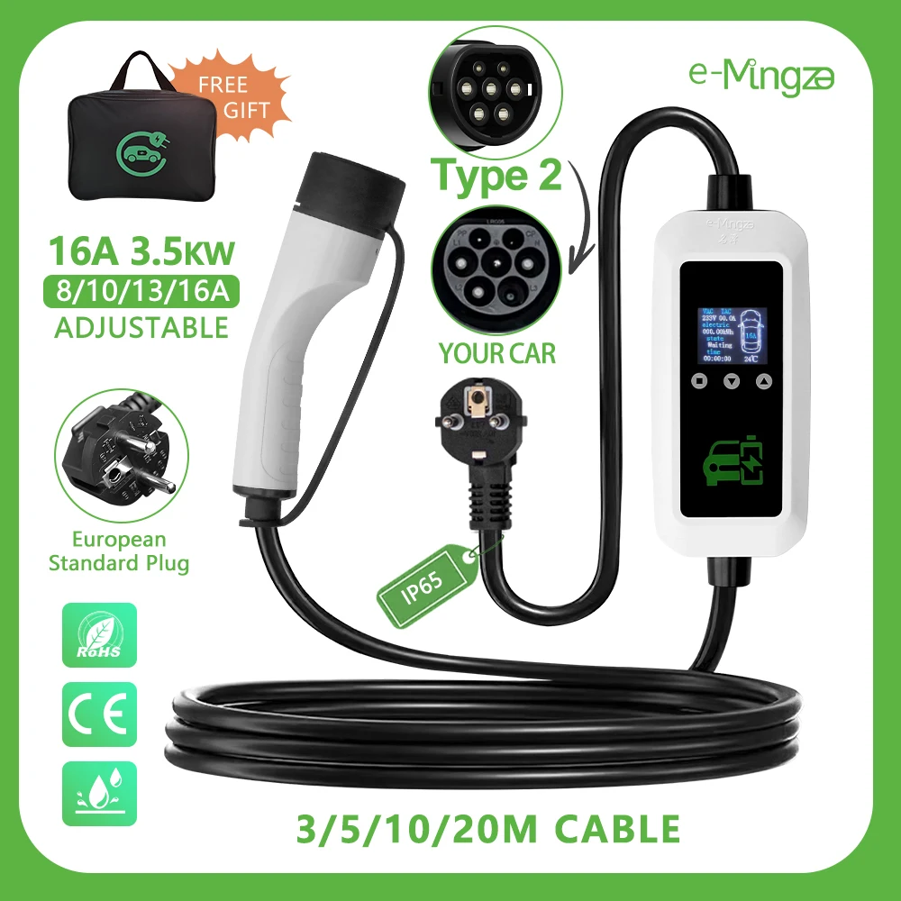 E-mingze 3.5kw type2 ev charger AC fast charging stations for EV