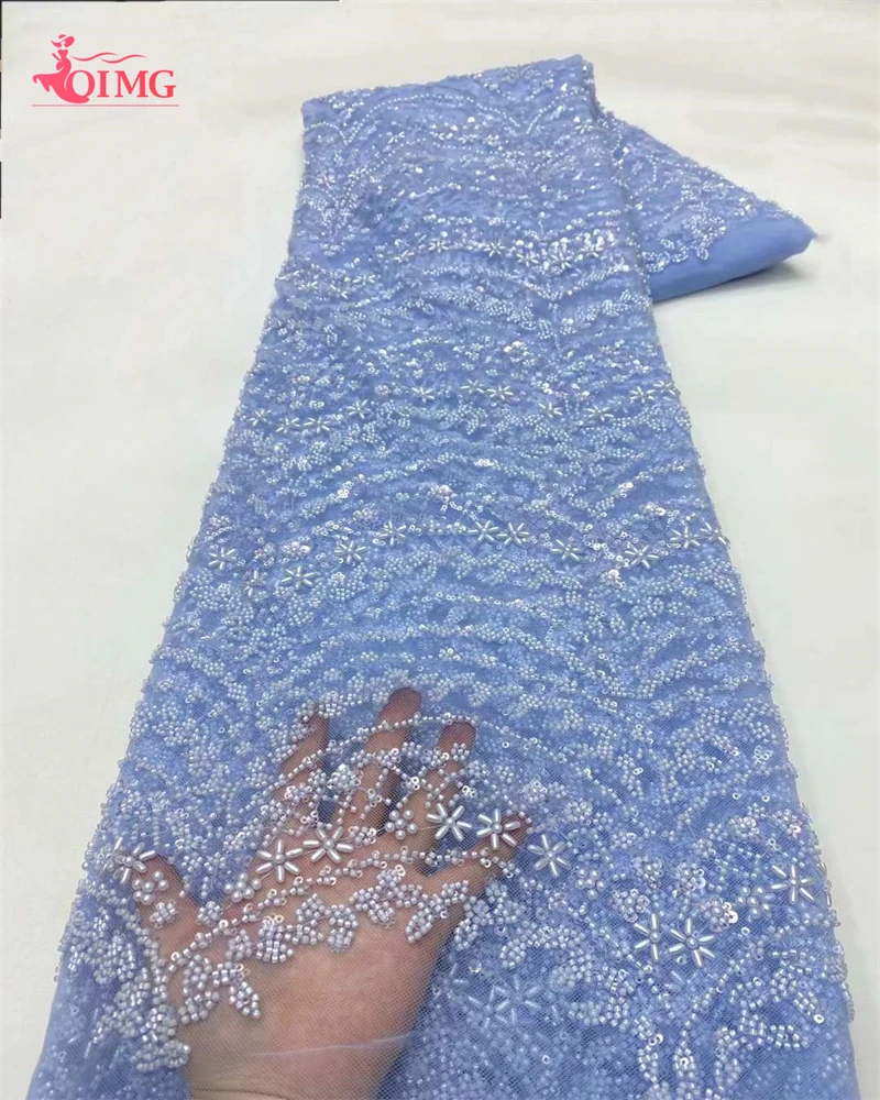 

Африканская кружевная ткань OIMG с блестками, французская нигерийская кружевная ткань с бисером, швейное платье, Свадебная вечеринка, высокое качество, 5Y, 2024