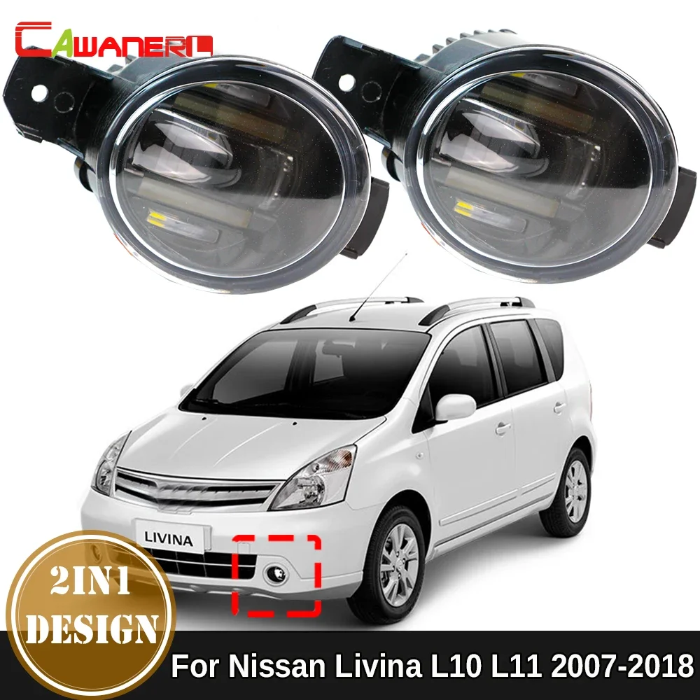 2IN1 Design 36W H11 Car Front LED Fog Light Daylight DRL For Nissan Livina Grand Livina L10 L11 2007-2018 (Not fit X-Gear Model)