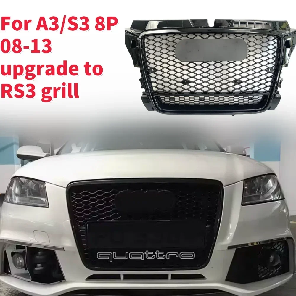 

Для RS3 Style Front Sport Hex Mesh Honeycomb Hood решетка для Audi A3/S3 8P 2009 2010 2011 2012 2013 Новинка