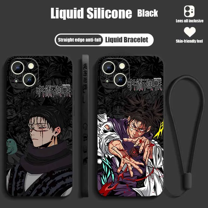 Jujutsu Kaisen Choso Hülle für Apple iPhone 17 16E 16 15 14 13 12 Mini Pro Max Plus Liquid Left Rope Funda Silikon Handyhülle