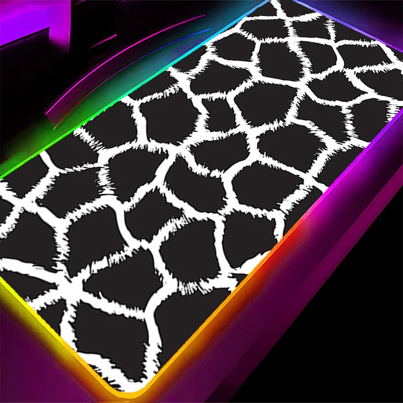 

RGB LED Mouse Pad Laptop Keyboard Pad Non-Slip Anime Gaming Mat PC Accessories HD Mousepad Rubber Leopard Print Pattern Desk Mat
