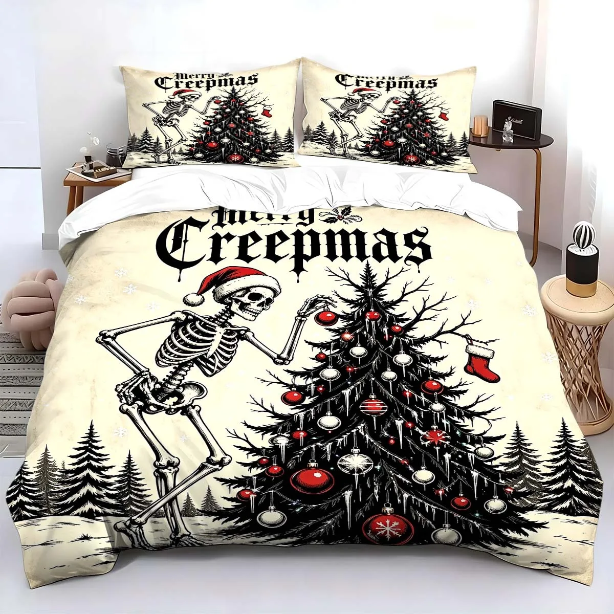 MERRY Christmas Bedding Set 3D Printed Duvet Cover Set Soft Single Double Size Bed Set 2026 Christmas Gift Tree Home Decorations