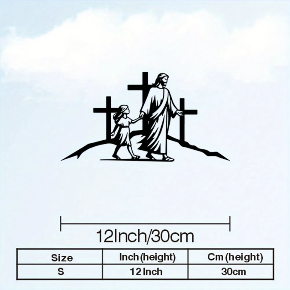 CIFBUY Iron Wall Art Metal Jesus Cross Plaque Rustproof Sculpture for Home Prayer Decor Ornament Accent Stylish Hanging