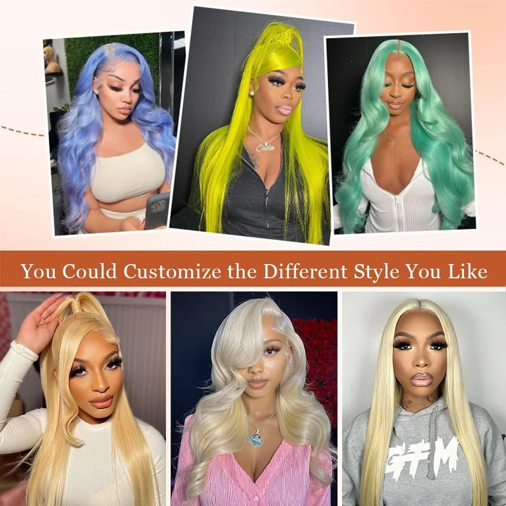 613 HD Lace Frontal Wig 200% Density 13x4 Blonde Body Wave Lace Front Wigs Human HairPlucked With Baby Hair view 6