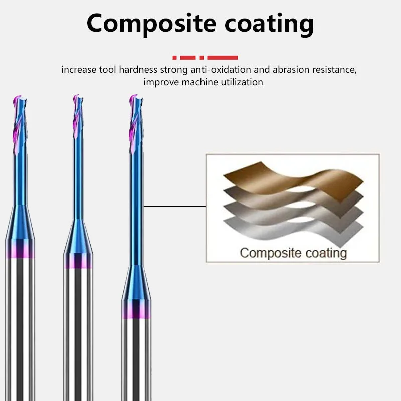 SENO 밀링 머신 HRC65 엑스트라 롱 볼 노즈 엔드 밀, 2 플루트 목공 도구, CNC 마감 가공 엔드밀 커터, 1 개