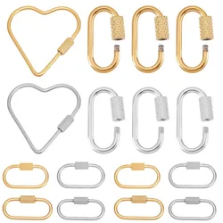 2/4Pcs Stainless Steel Gold Oval Heart Screw Locking Clasp Connector DIY Necklace Bracelet Keychain Jewelry Making Supplies