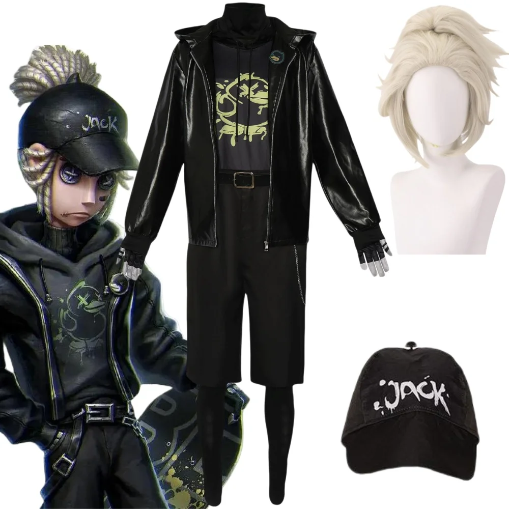 

Game Identity ⅤNaib Subedar Mercenary Cosplay Anime Costume Wig B.Duck Black Sports Hoodie Daily Wear Uniforms Man Party Suit