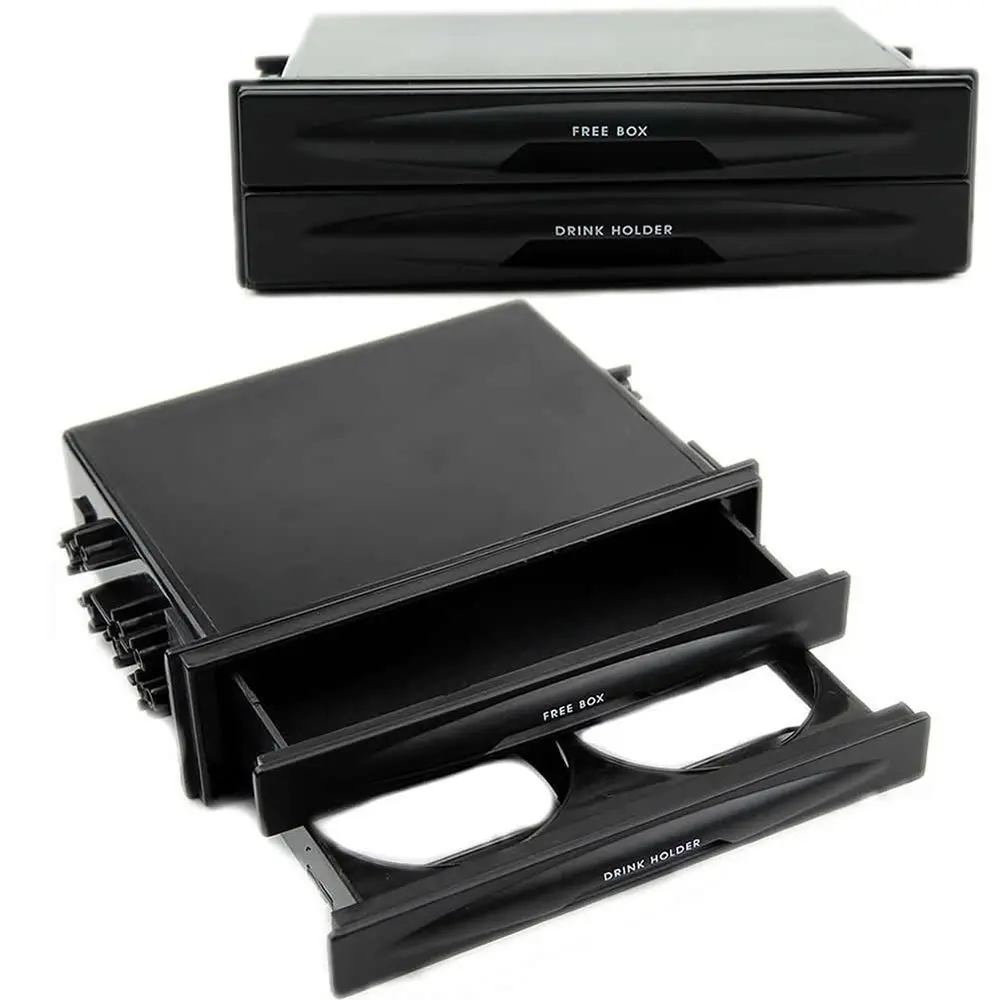 Universal Car Double Din Dash Trim Radio Pocket Kit Drink Cup Holder Storage Box