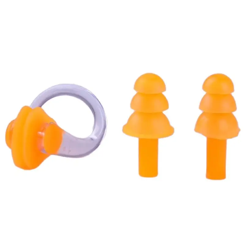 دائم مقاوم للماء سيليكون السباحة الأذن المقابس مشبك الأنف مجموعة سدادة الأذن لركوب الأمواج والغوص وتعلم ملحقات حمام السباحة #4