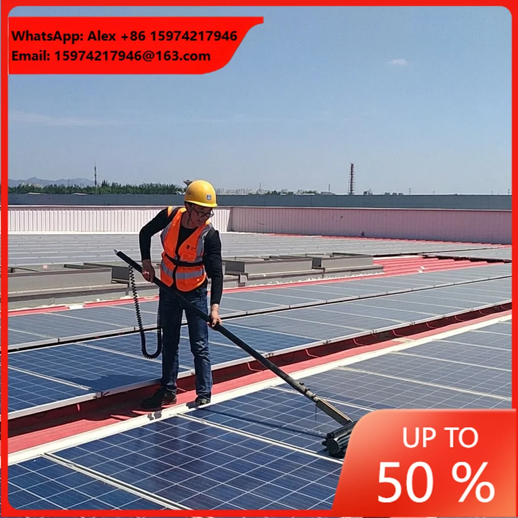 Telescopic Solar Panel Cleaning Brush C21 3.6m 5.4m 7.2m Electric PV Module Cleaner With Brushless Motor