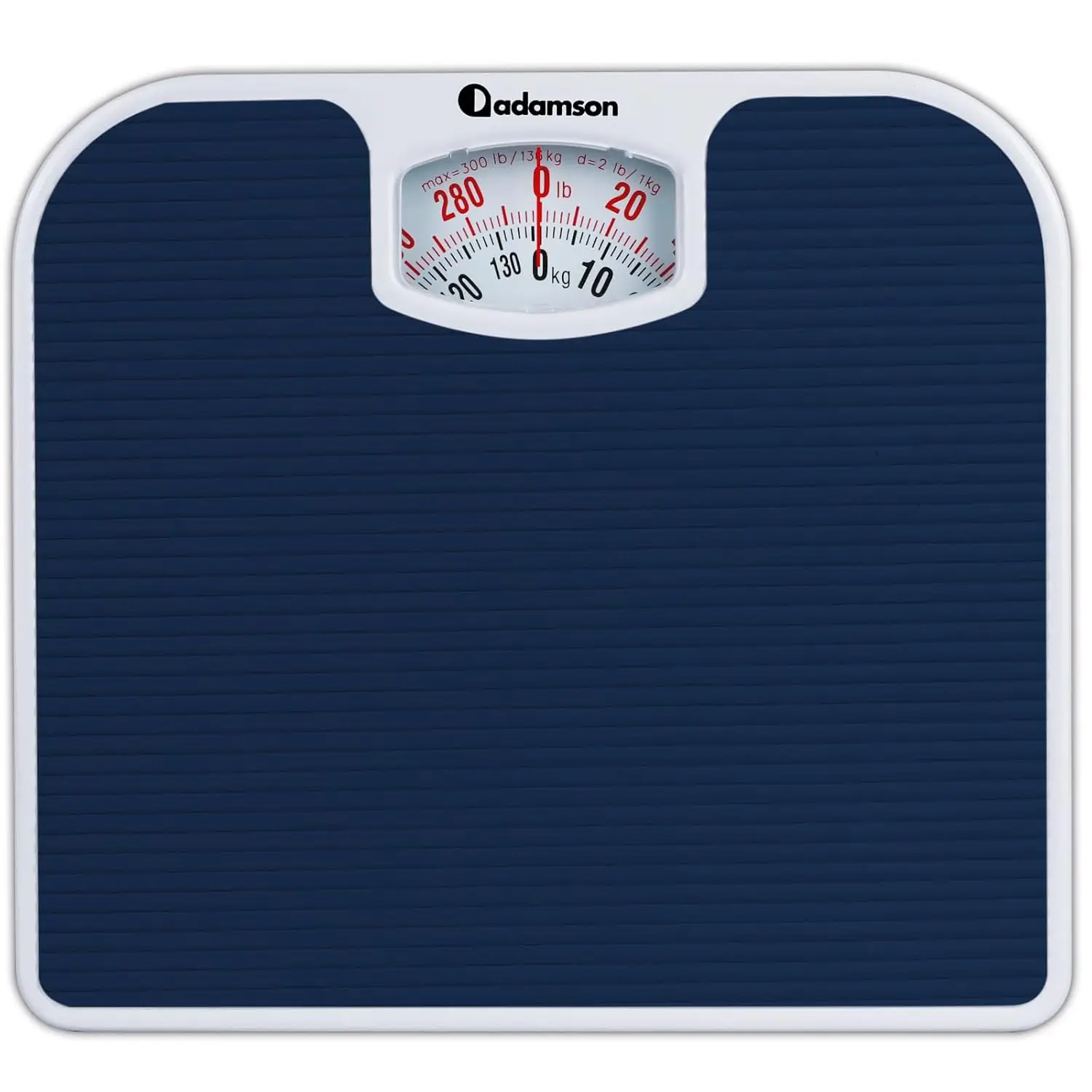 

Analog Bathroom Scale with Anti-Skid Rubber Surface, Large Numbers, Up to 300 LB Capacity, Durable and Affordable in Blue