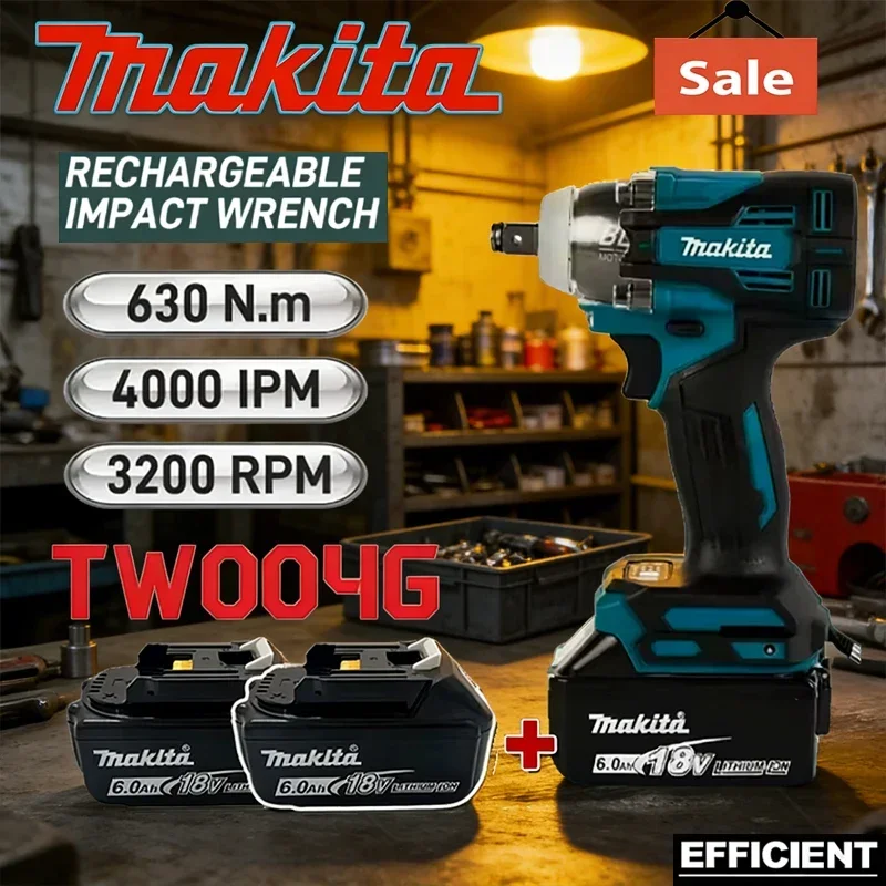 

Аккумуляторный электрошуруповерт Makita TW004G, 630 Нм, бесщеточный, перезаряжаемый, с батареей 18В