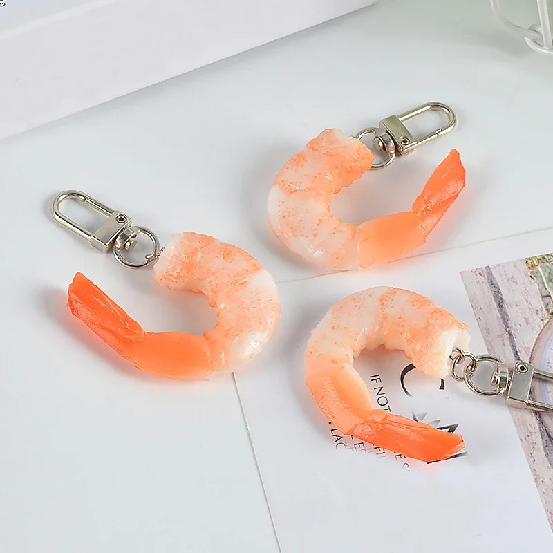 

Imitation Shrimp Meat Key Chains Creative Food Keychain For Women Bag Pendant Keyring Novelty Funny Scene Decoration Party Gift