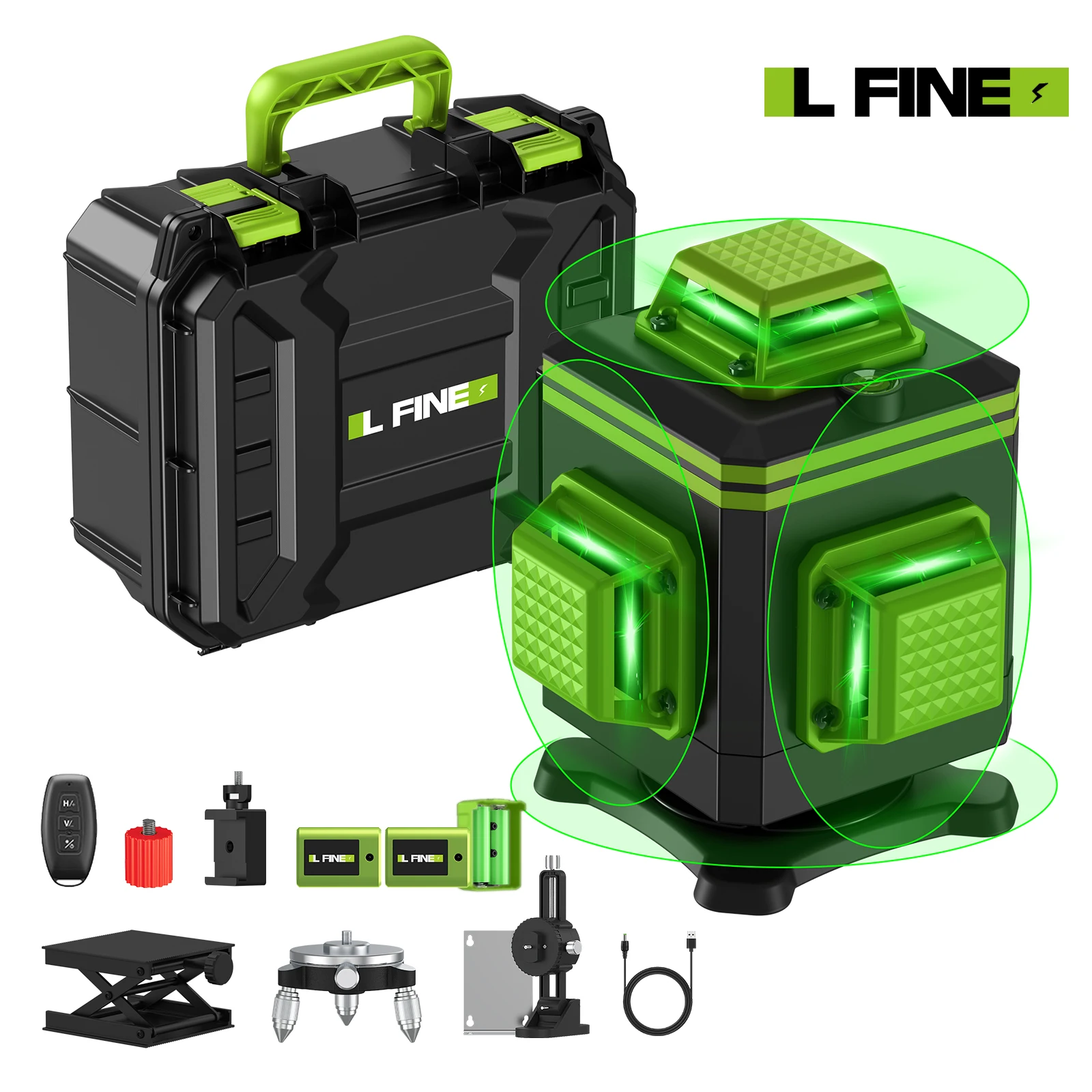 Lfine 4D 16 Lines Laser Levels 360°Self-leveling with Suitcase Professional Horizontal And Vertical Laser Level Tool