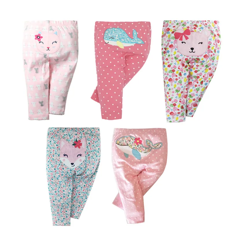 3/4/5PCS/LOT Newborn Pants Cartoon Four Seasons 100% Cotton Soft Girl Pants Baby Boy Trousers Pants 9-24M-3TM Baby Girl Leggings