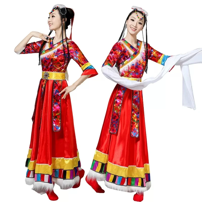 Tibetan dance costume performance costume women\'s suit national costume large swing skirt Xinjiang Mongolian performance costume