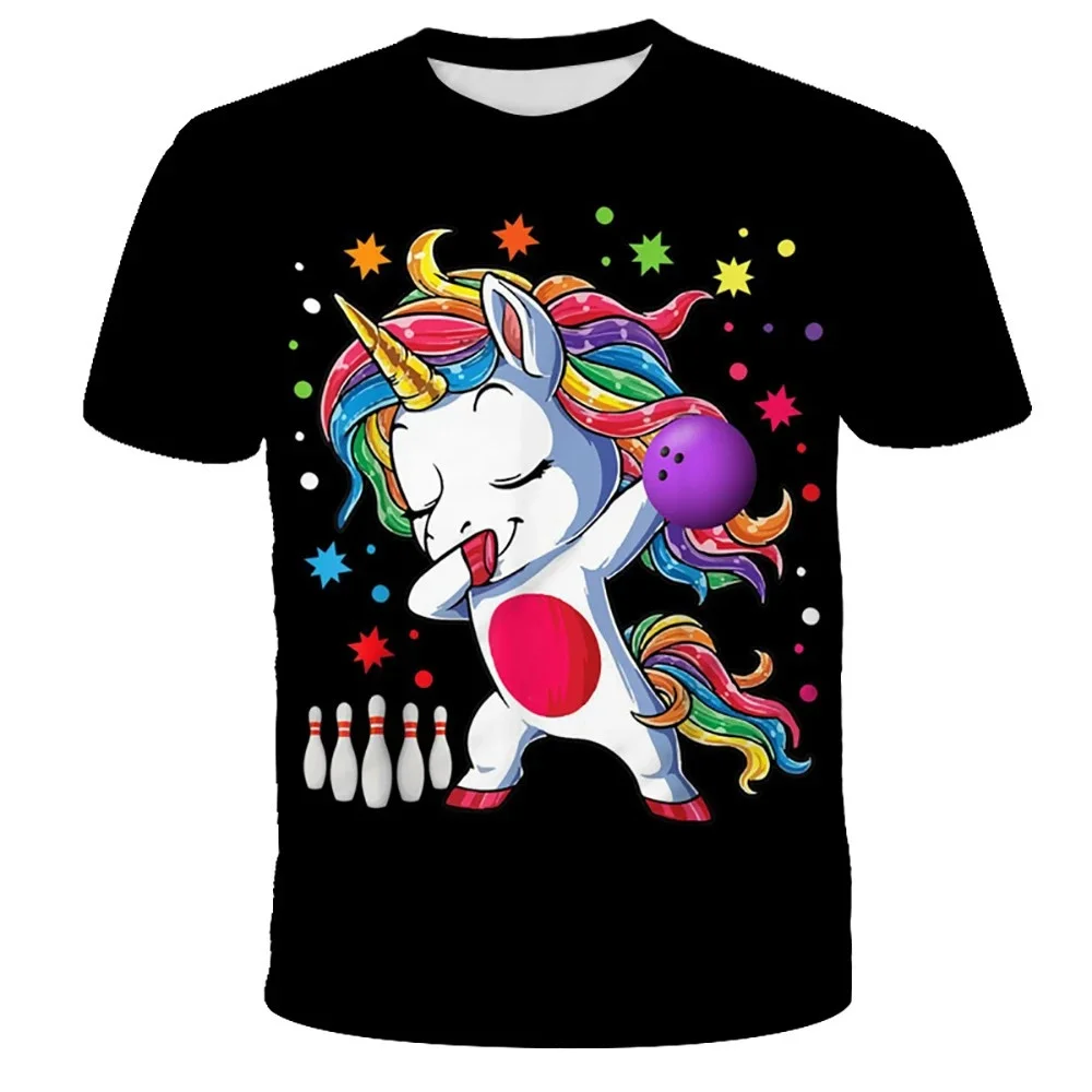 

2024 Kids Clothes Summer Cartoon Horse 3D Print T Shirt Children Top Short Sleeve Child T-Shirt Casual O-Neck Teen Girl Clothes