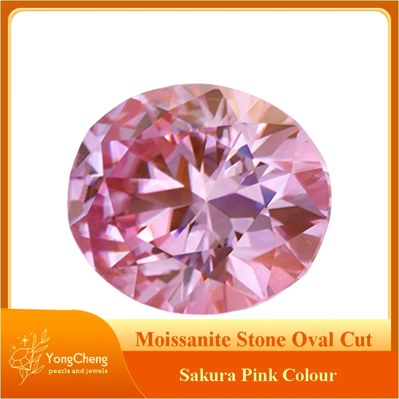 

Moissanite Stone Oval Cut Sakura Pink Colour Lab Created Synthetic Gemstone Passed Diamond Tester Comes with GRA Certificate