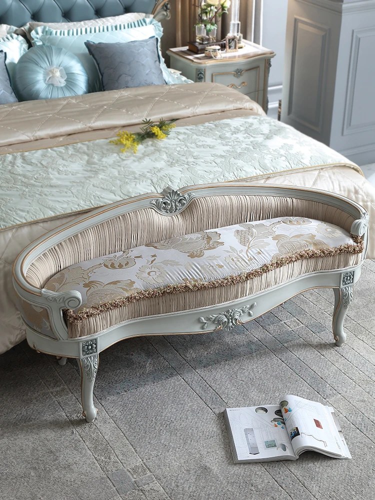 Palace French style furniture, fabric, bed end stool, bed bed bed, bedroom, bed end sofa stool, shoe stool replacement