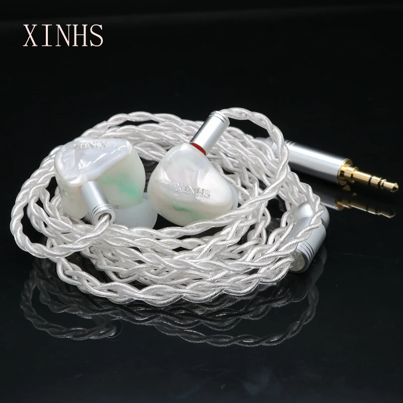 Fones de ouvido intra-auriculares XINHS HS6 HiFi 1DD + 3BA e hetian suet jade IEM 0,78 mm de 2 pinos.