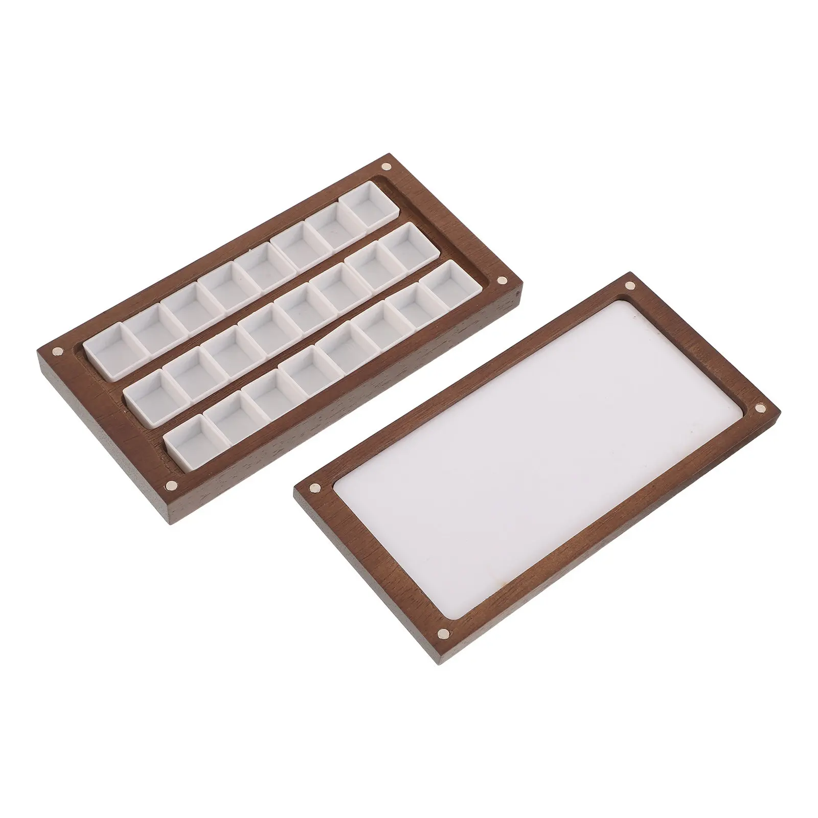 Wooden Watercolor Palette Box 24 Half Pans 2Ml Paint Mixing Tray Stable Structure Portable Watercolor Paint Palette for Travel