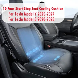 Upgrade 10 Fans For Tesla Model Y Model 3 Start-Stop Car Seat Cooling Cushion Summer Driving Breathable Seat Cover 15s Cool Down