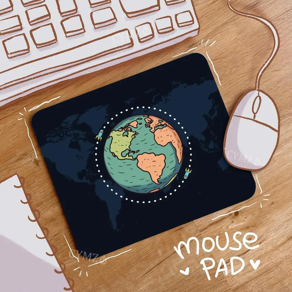 Illustrazione creativa del pianeta piccolo tappetino per mouse tappetino da scrivania accessori per uffici tappetino per mouse da gioco antiscivolo durevole bordo cucito