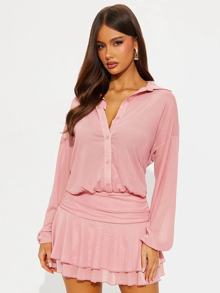 Estranho gato sexy clássico camisa vestido feminino único breasted lapela em camadas fino simples selvagem rua clubwear estiramento magro bodycon