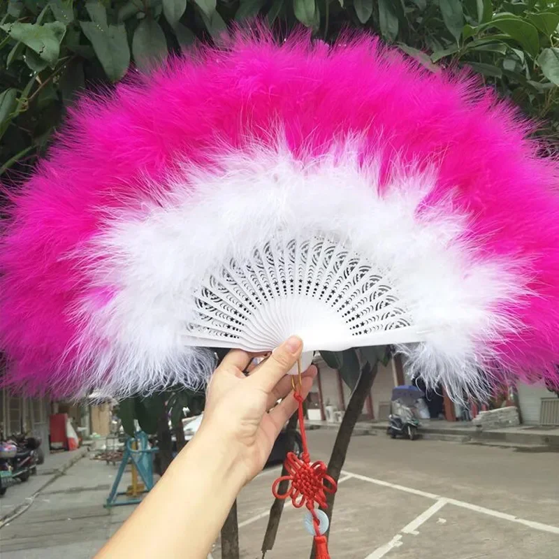 1pcs Vintage Style Folding Handheld Flapper Marabou Feather Hand Fan for Costume Dancing Tea Party Halloween