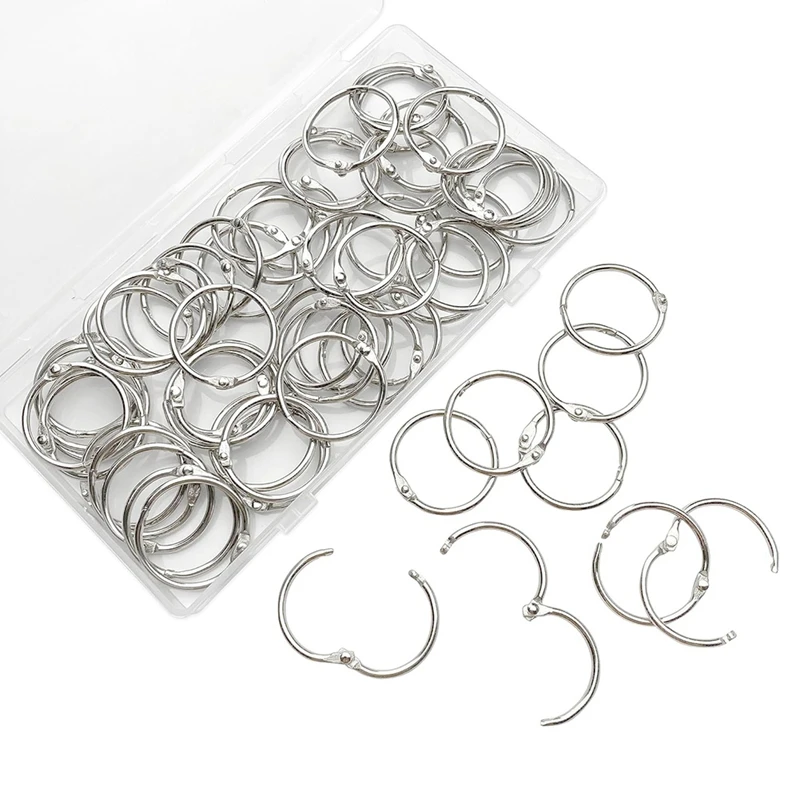 

60 PCS Loose Leaf Binder Rings 1-Inch Office Book Rings, Nickel Plated Steel Binder Rings, Key Rings, Metal Book Rings