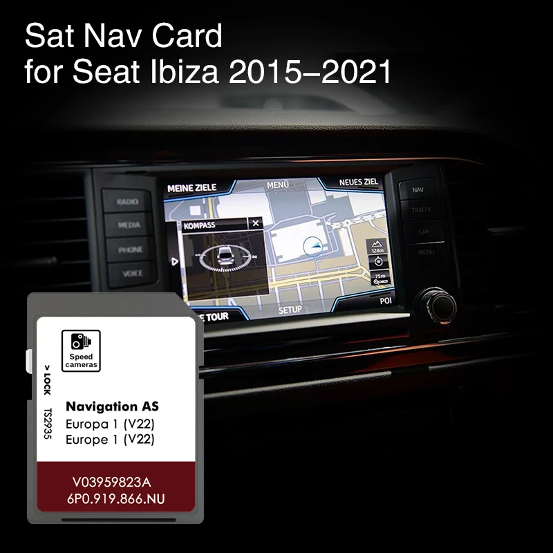 

for Seat Ibiza Navi System 2015-2021 Navigation Map Cover Ireland Greece Finland SD 32GB GPS Card