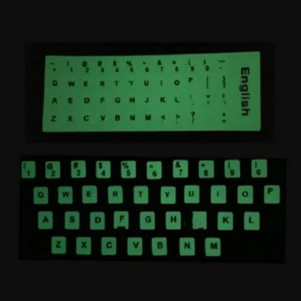 Autocollants pour clavier lumineux russe, ligne de nuit pratique, lumière fluorescente, lettres pour ordinateur portable, couverture de clavier