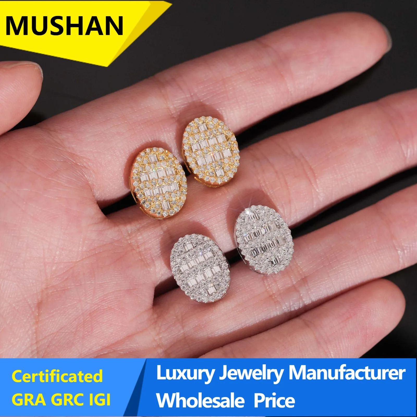 MuShan Jewelry Factory 925 Sterling Silver Stud Earrings for Women Men Unisex Hip Hop Style s925 Stud Drop Earrings Fine Jewelry