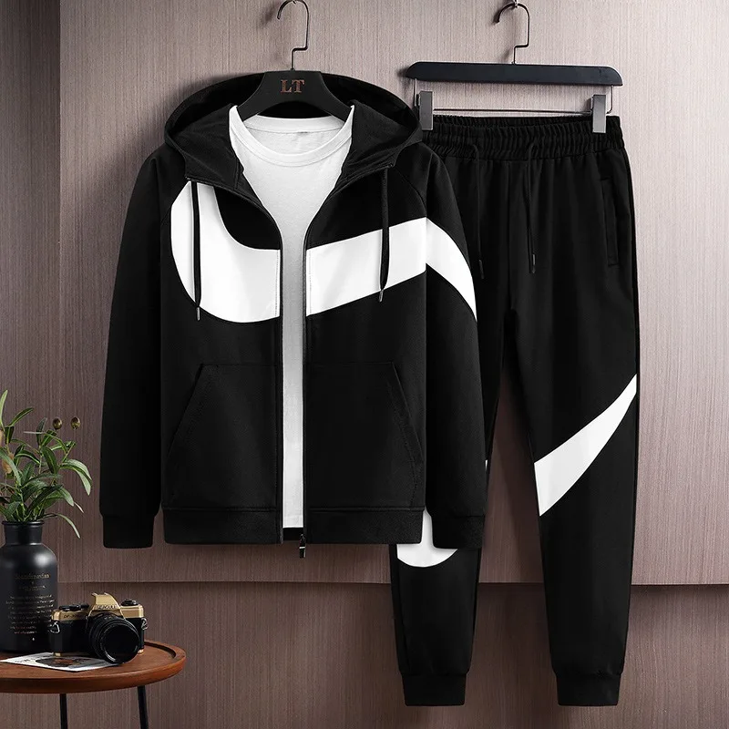 2023 New Men\'s Sportswear, Casual Set, Men\'s Hooded Sportswear, Two-Piece Running Suit, Men\'s Jogging Set