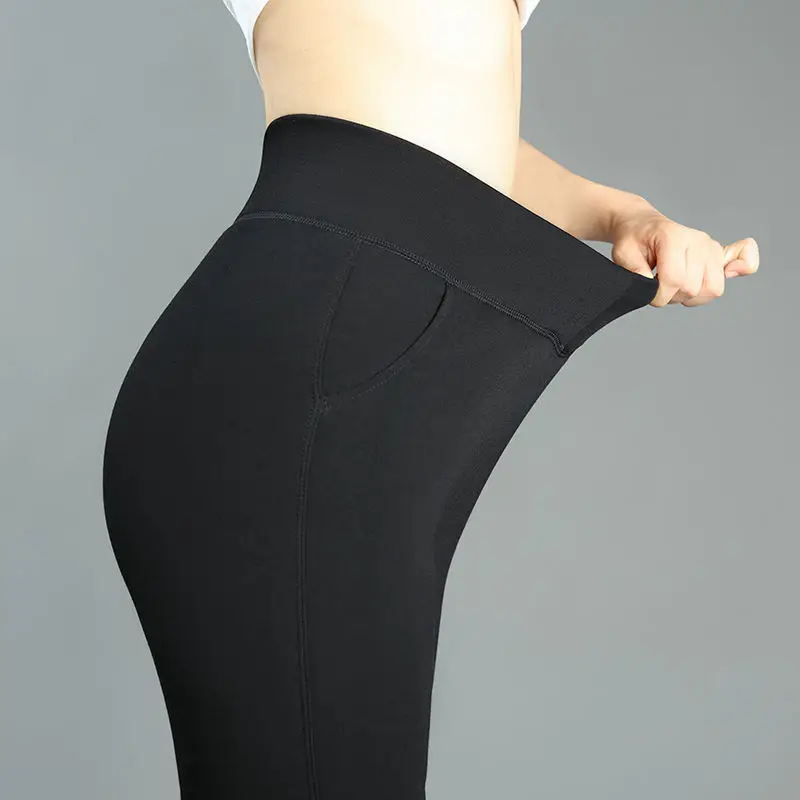 Solid Color Cotton Pants Women\'s Winter Outer Wear Pants Thickened Cashmere Warm Pants Modal Black Plus Velvet Autumn and Winter