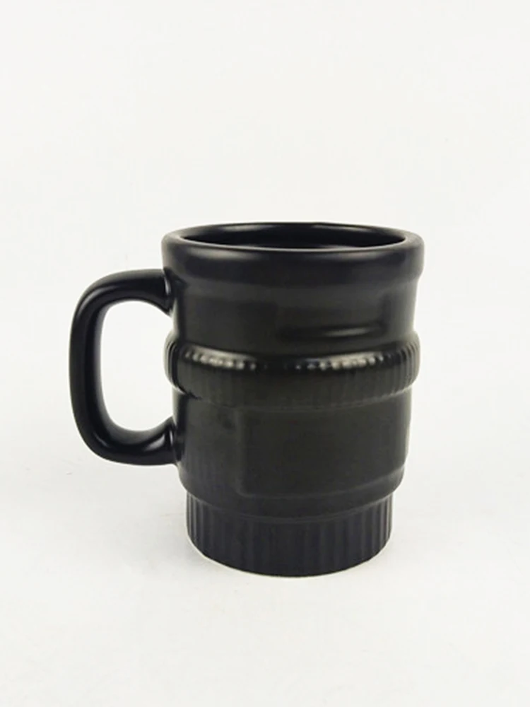 Ceramic Coffee Mug Matte black glaze Cup lens shape special creative Camera SLR lens photography enthusiasts