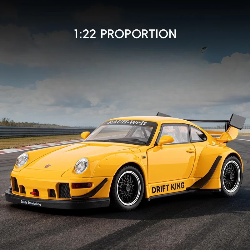 Simulatie 1:22 RWB 993 Legering Sportwagen Model Pull-Back Collectie Speelgoedvoertuig Jongen Verjaardagscadeau Miniatuur Voiture Geluid Licht