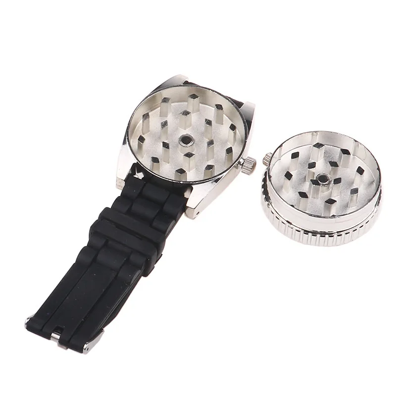 Watch Grinder Black Zinc Alloy Herb Spice Tobacco Grinder Cigarette Crusher Wristwatch Smoking Set Men Gift