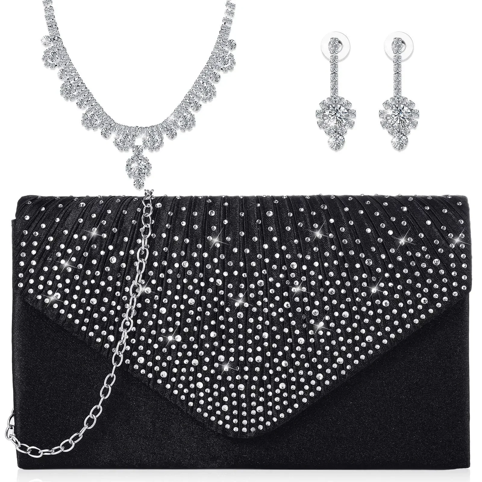 

Женская сумка для ужина на одно плечо, высококачественные серьги-колье с бриллиантами, модный и роскошный комплект из трех предметов для банкета