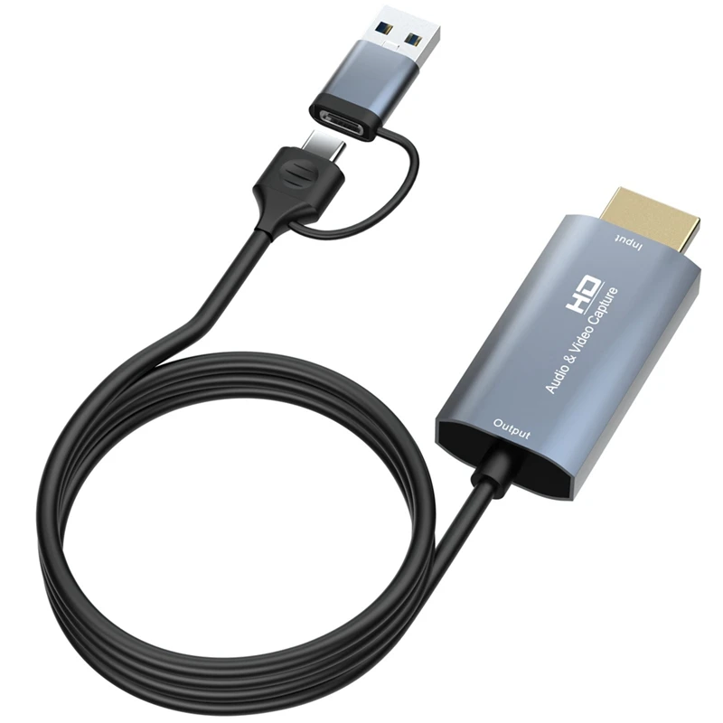 

4K-совместима с Type-C + USB-картой для захвата 1080P, карта для захвата компьютерных игр 1,8 м