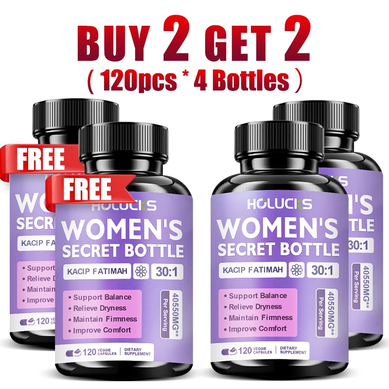 Women's Secret Bottle Capsules, with Kacip Fatimah 30:1 Extract, Support Yoni Health, Balance, Lubrication, Intimate Comfort