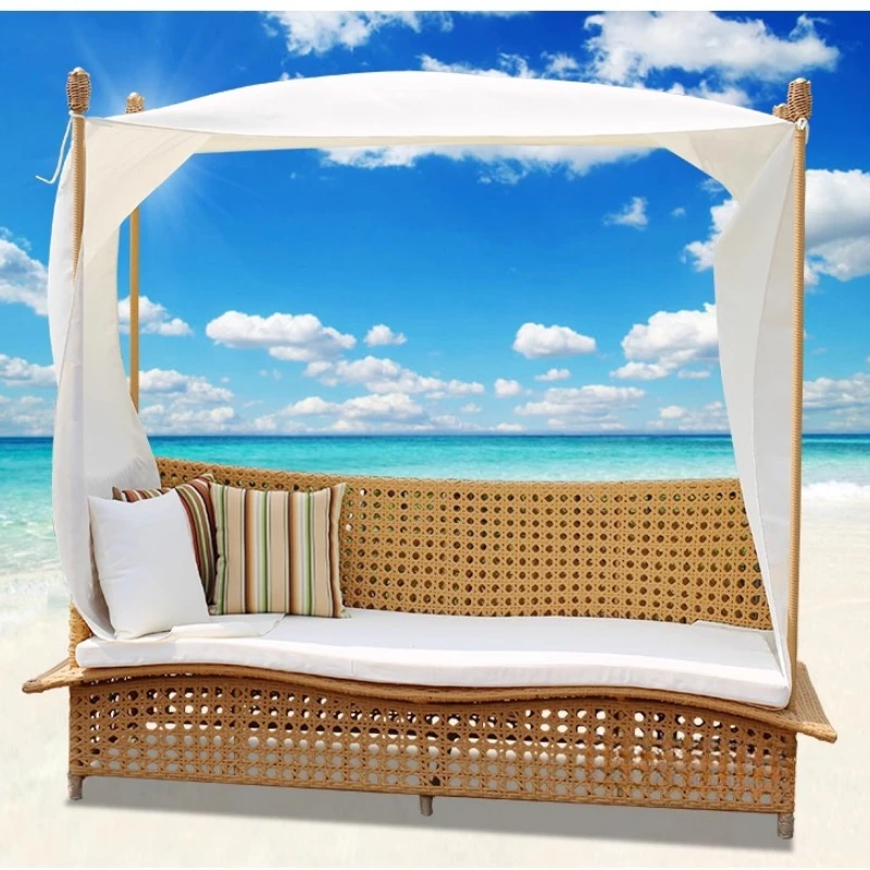 

Outdoor Waterproof Garden Sofas Beach Lawn Patio Villa Garden Sofas Backrest Pe Rattan Furniture Садовый Диван MHHYSF