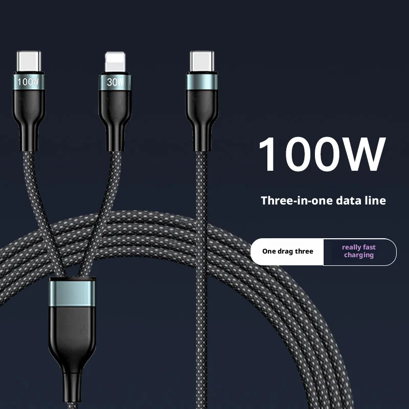 Кабель 2 в 1 100 Вт и сверхбыстрый зарядный кабель C от одного до два подходит для зарядного кабеля мобильного телефона iphone 6-17 PD30W 5A.