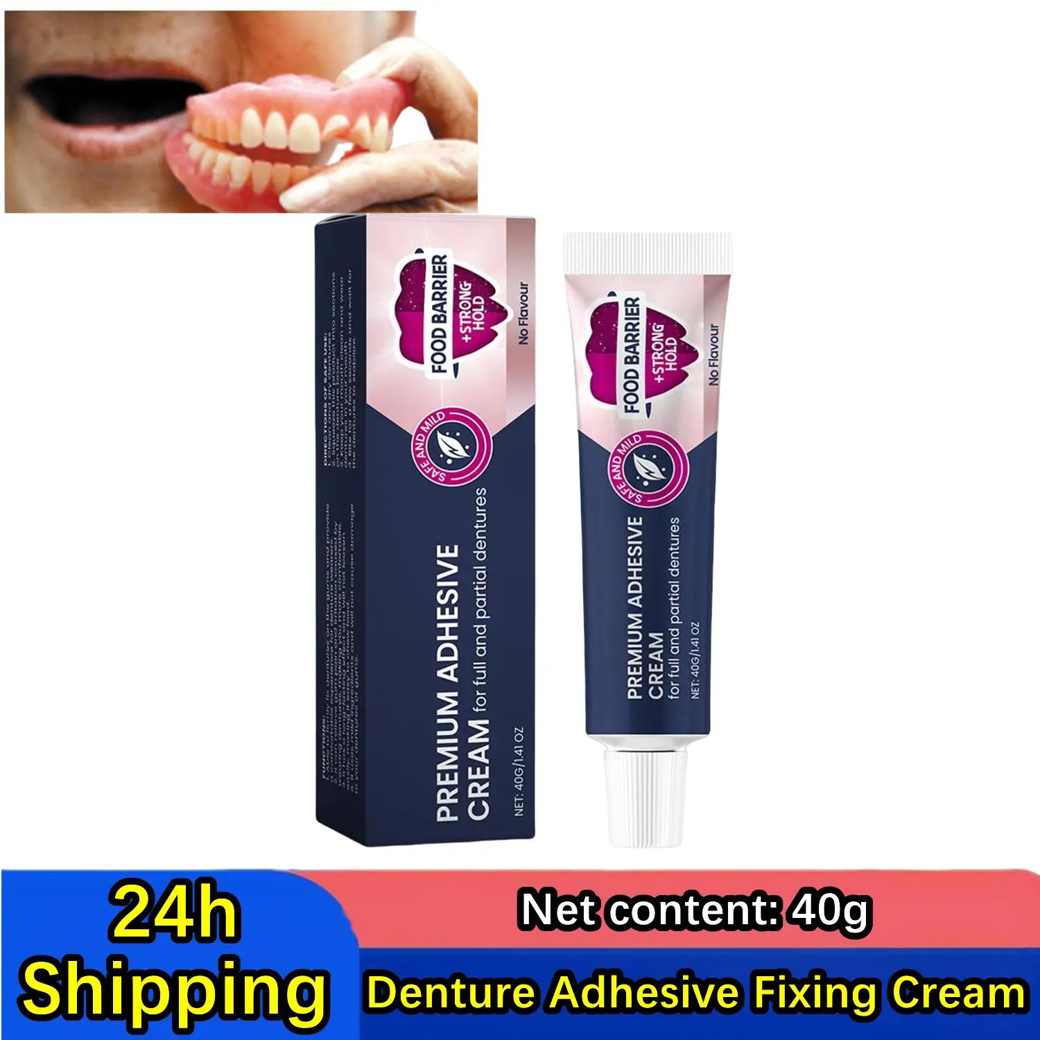 New Professional White Dentures Set Silicone Adjustable Reline 40g Denture Fixing Adhesive Improve Smile Comfortable Dentures