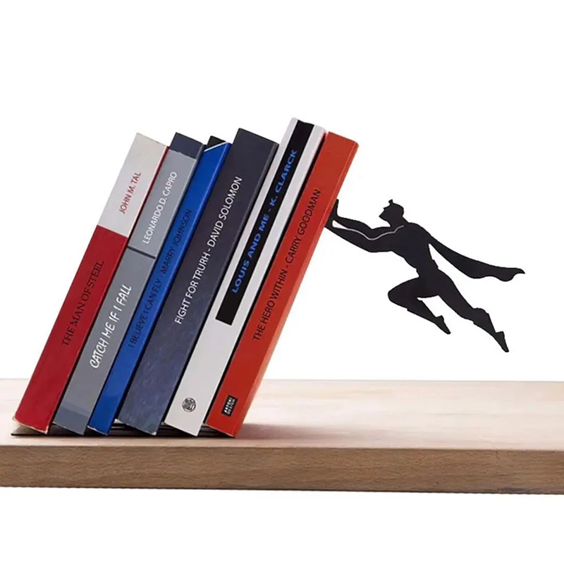 

Creative Super Hero Bookshelf Figurines, Metal Book Storage Display, Desktop Ornament, Office Accessories