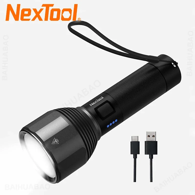 

NexTool Outdoor Led Flashlight Rechargeable 5000mAh 2000lm 380m IPX7 Waterproof Strong Light EDC Torch Lamp for Camping