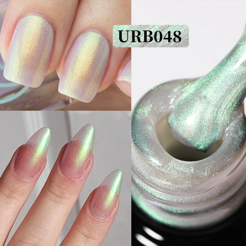 UR SUGAR Aurora-Gel de goma para uñas, efecto perla iridiscente, espejo metálico, manicura, Soak Off, UV LED, No Wipe Top Coat Base